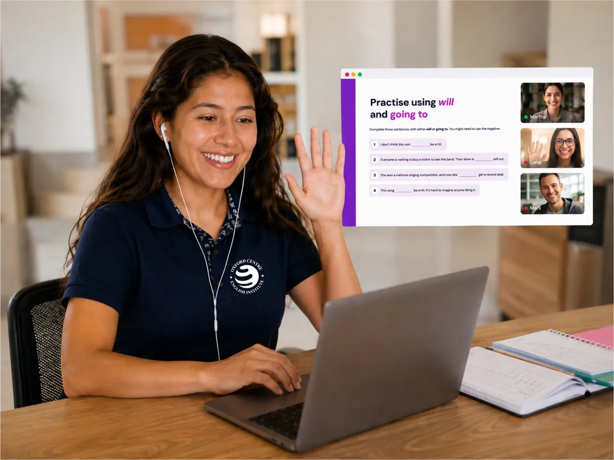 Clase de inglés online en vivo de Oxford Centre