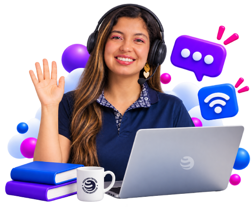 Estudiante aprendiendo inglés online